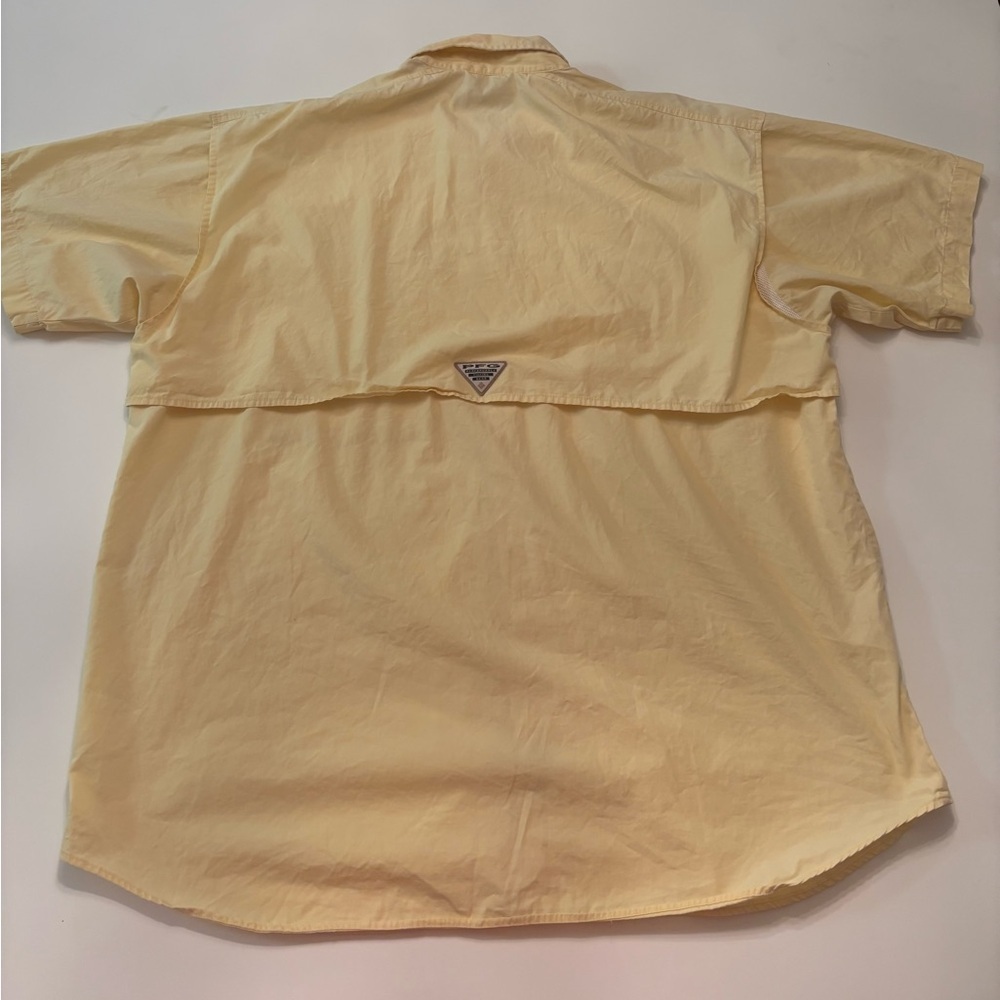 Columbia PFG Short Sleeve Fishing Shirt Men’s L Vented Utility Yellow Cotton - Picture 7 of 7